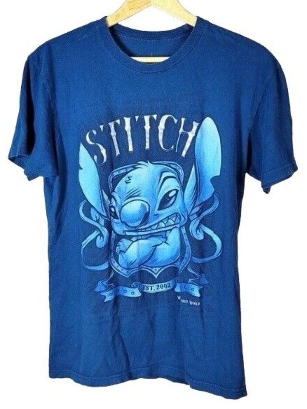 Disney Parks Angry Stitch T Shirt Blue Medium Est 2002 Short Sleeve Arms Crossed